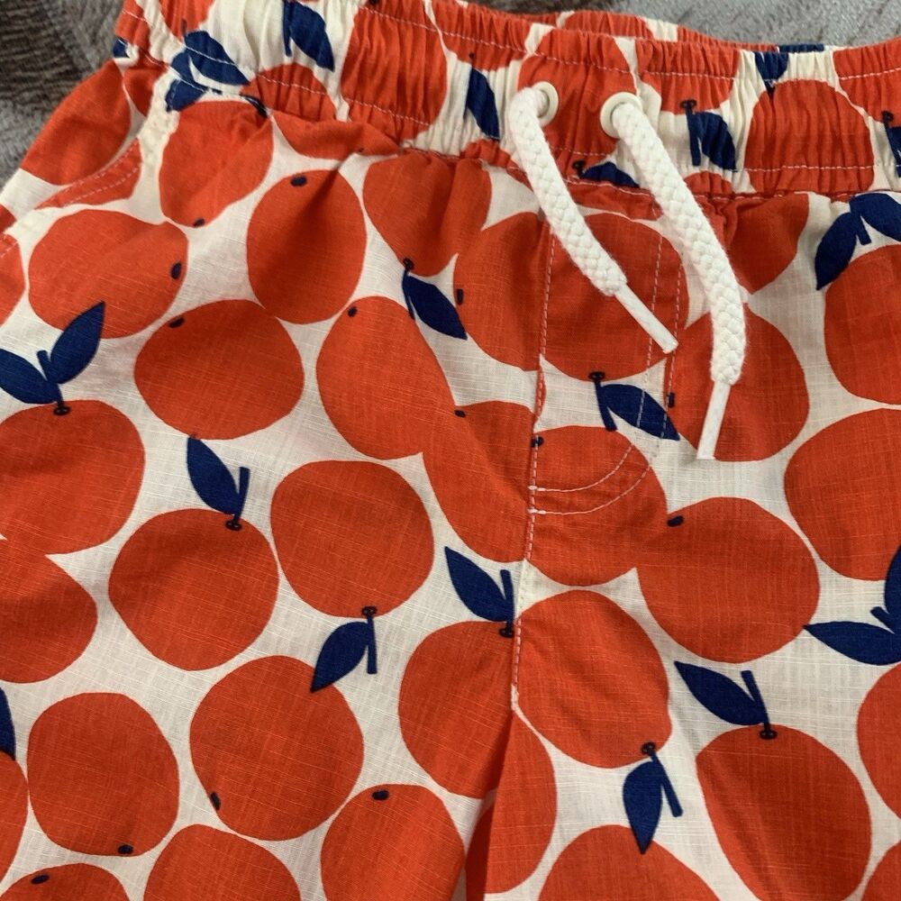 Hanna Andersson Fruit Print Swim Trunks Shorts Boys Size 130 US 8 Woven Cotton - Picture 6 of 10